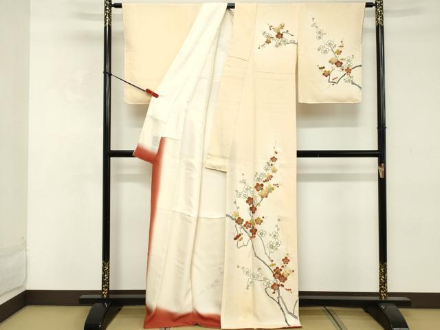 平和屋着物■訪問着 手描き 枝梅文 金彩 正絹 逸品 DABE2812cd