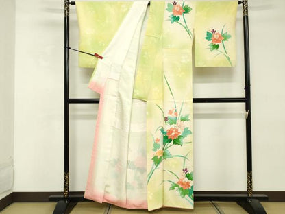平和屋着物■訪問着 駒刺繍 草花文 暈し染め 金彩 正絹 逸品 DABE2816cd