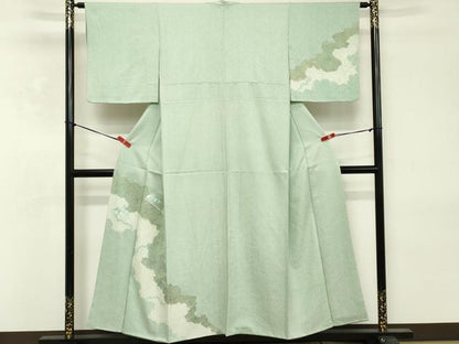 平和屋着物■訪問着 絞り 刺繍 扇面花文 金彩 正絹 逸品 DABE2820cd