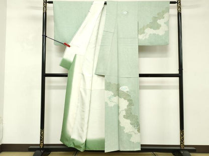 平和屋着物■訪問着 絞り 刺繍 扇面花文 金彩 正絹 逸品 DABE2820cd