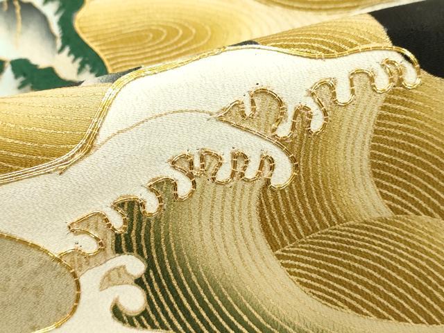平和屋着物■豪華黒留袖 駒刺繍 荒波文 金彩 正絹 逸品 DABE2830cd