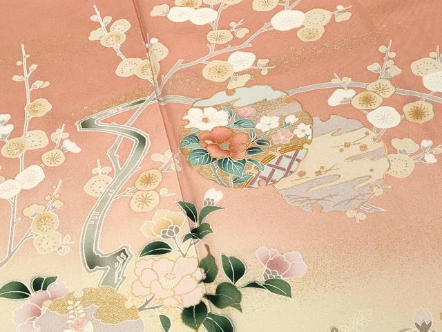 平和屋着物■訪問着　雪輪花文　暈し染め　金彩　やまと誂製　正絹　逸品　DABE2836cd