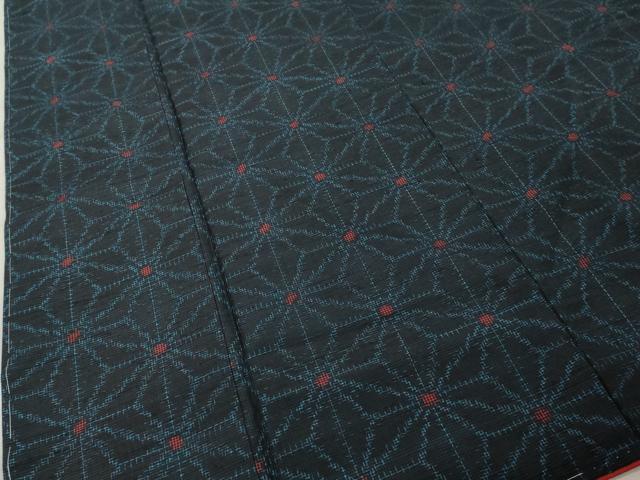 平和屋着物■上質な紬　麻の葉文様　正絹　逸品　未使用　DABE2837cd
