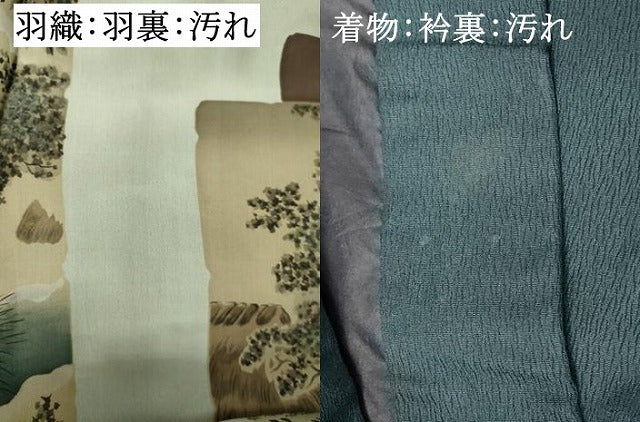 平和屋着物■男性 紬 アンサンブル 長羽織 霞地紋 正絹 逸品 DABE2840cd