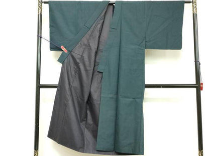 平和屋着物■男性 紬 アンサンブル 長羽織 霞地紋 正絹 逸品 DABE2840cd