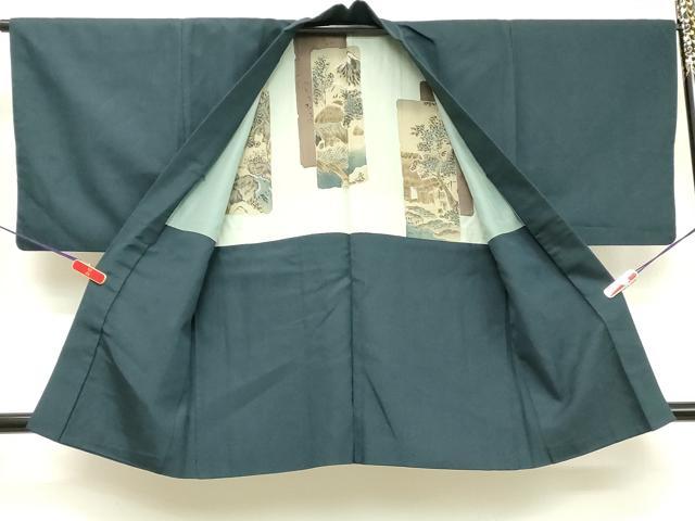 平和屋着物■男性 紬 アンサンブル 長羽織 霞地紋 正絹 逸品 DABE2840cd