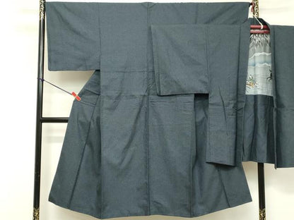 平和屋着物■男性　紬　アンサンブル　100亀甲　総詰め　正絹　逸品　DABE2842cd