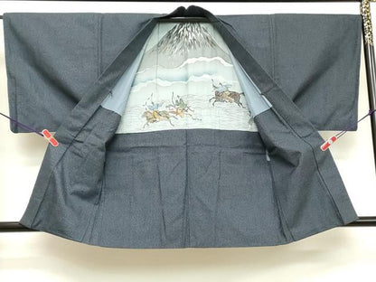 平和屋着物■男性　紬　アンサンブル　100亀甲　総詰め　正絹　逸品　DABE2842cd