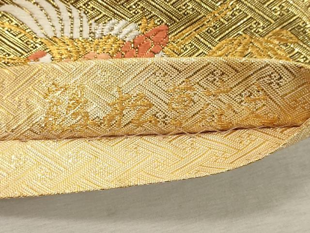 平和屋着物◎六通柄袋帯　鶴松草花文　綾都文紫　金銀糸　正絹　逸品　DABE2852cd