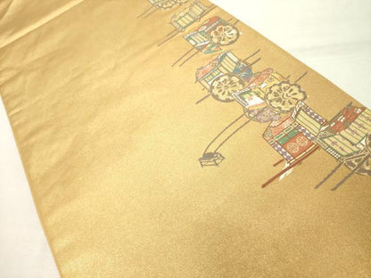平和屋着物◎太鼓柄袋帯　平安輿車文　金糸　正絹　逸品　DABE2854cd