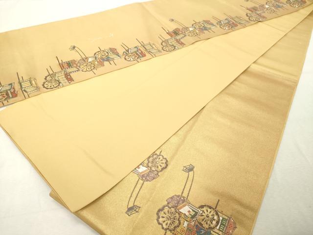 平和屋着物◎太鼓柄袋帯　平安輿車文　金糸　正絹　逸品　DABE2854cd