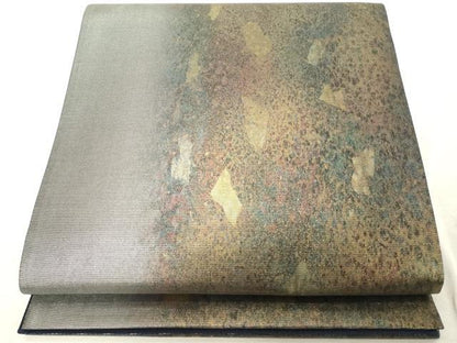 平和屋着物◎六通柄袋帯　霞文　金糸　引箔　正絹　逸品　DABE2856cd