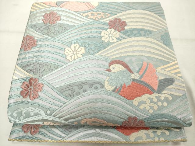 平和屋着物◎六通柄袋帯　唐織　花鳥文　銀糸　正絹　逸品　DABE2860cd
