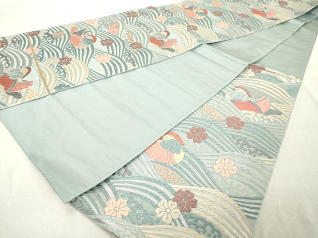 平和屋着物◎六通柄袋帯　唐織　花鳥文　銀糸　正絹　逸品　DABE2860cd