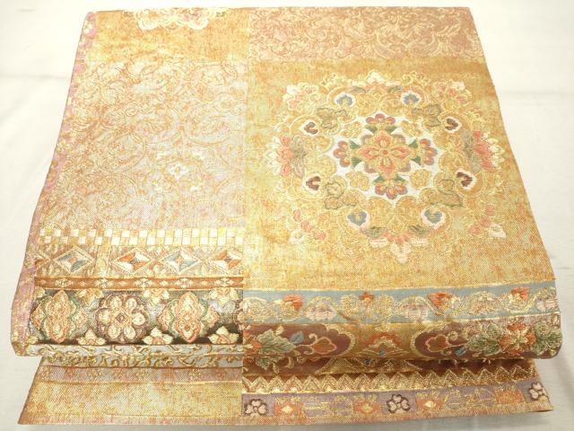 平和屋着物◎六通柄袋帯　唐織　正倉院花鳥文　金糸　正絹　逸品　DABE2861cd