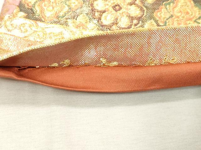 平和屋着物◎六通柄袋帯　唐織　正倉院花鳥文　金糸　正絹　逸品　DABE2861cd