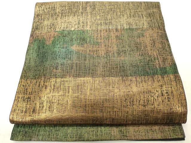 平和屋着物◎六通柄袋帯　横段文　金糸　正絹　逸品　DABE2862cd