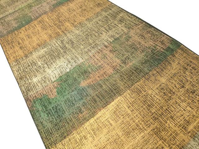 平和屋着物◎六通柄袋帯　横段文　金糸　正絹　逸品　DABE2862cd