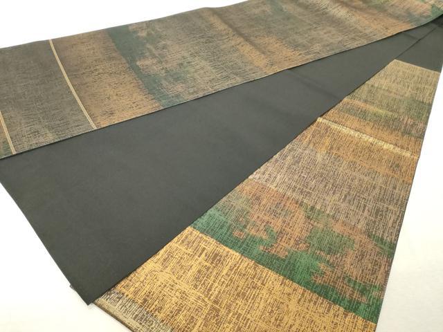 平和屋着物◎六通柄袋帯　横段文　金糸　正絹　逸品　DABE2862cd
