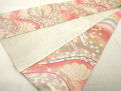 平和屋着物◎佐賀錦　六通柄袋帯　舞花文　金銀糸　正絹　逸品　DABE2863cd