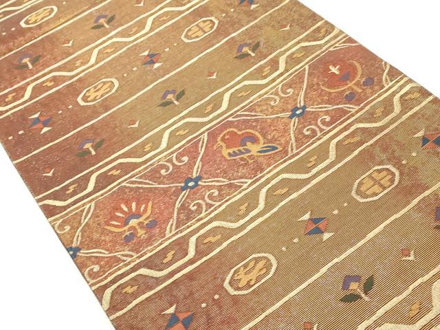 平和屋着物◎六通柄袋帯　花鳥文　金糸　正絹　逸品　DABE2869cd