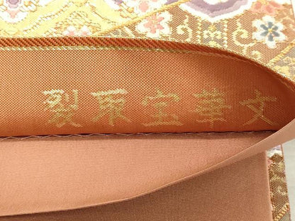 平和屋着物◎六通柄袋帯　唐織　裂取宝華文　金糸　正絹　逸品　DABE2871cd