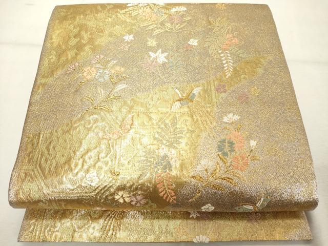 平和屋着物◎六通柄袋帯　道長鳳凰草花文　金糸　正絹　逸品　DABE2872cd