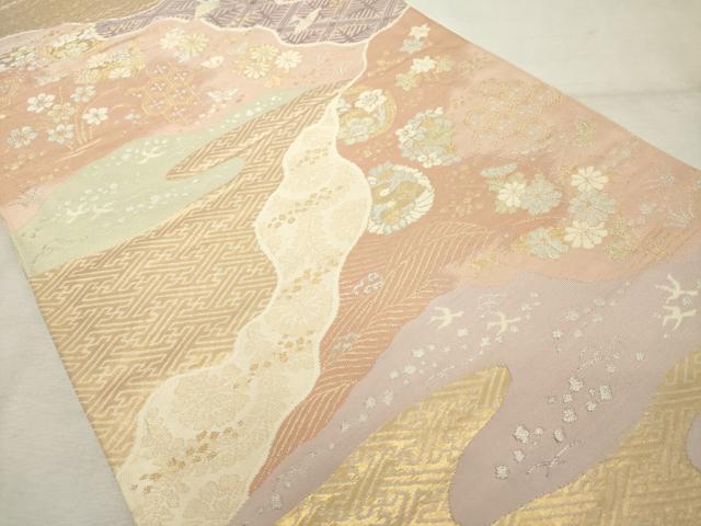 平和屋着物◎六通柄袋帯　花鳥丸文　金銀糸　正絹　逸品　DABE2880cd