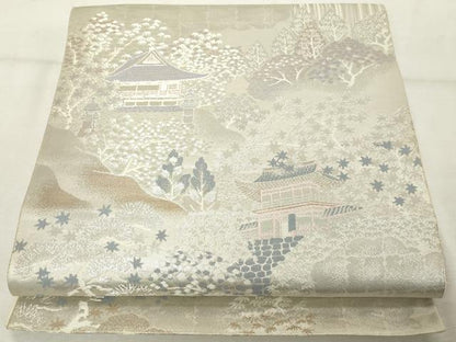 平和屋着物◎六通柄袋帯　唐織　高雄の四季　二重箔錦　銀糸　正絹　逸品　DABE2881cd