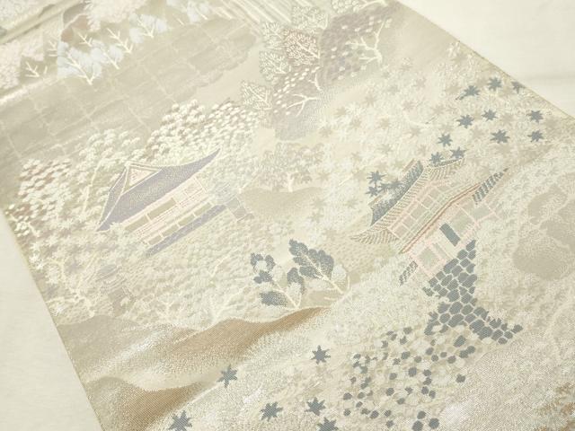 平和屋着物◎六通柄袋帯　唐織　高雄の四季　二重箔錦　銀糸　正絹　逸品　DABE2881cd