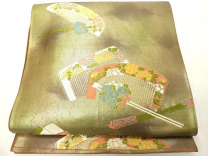 平和屋着物◎六通柄袋帯　唐織　簪　櫛　金糸　正絹　逸品　DABE2882cd