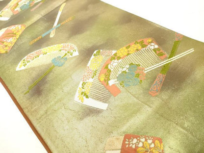 平和屋着物◎六通柄袋帯　唐織　簪　櫛　金糸　正絹　逸品　DABE2882cd