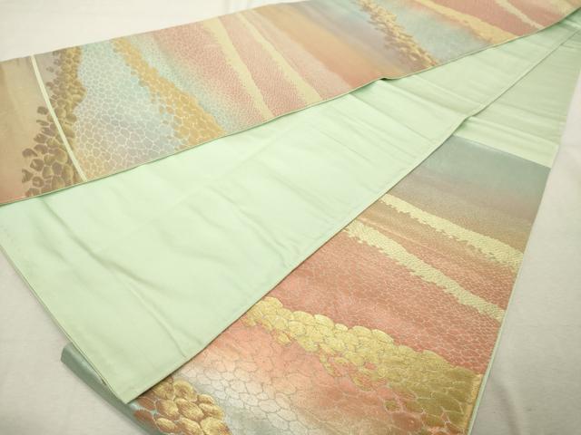 平和屋着物◎六通柄袋帯　霞文　金糸　正絹　逸品　DABE2883cd