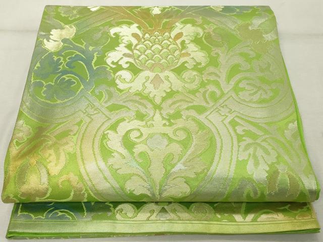 平和屋着物◎六通柄袋帯　花唐草文　金糸　正絹　逸品　DABE2884cd