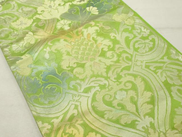平和屋着物◎六通柄袋帯　花唐草文　金糸　正絹　逸品　DABE2884cd