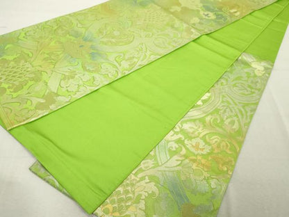 平和屋着物◎六通柄袋帯　花唐草文　金糸　正絹　逸品　DABE2884cd