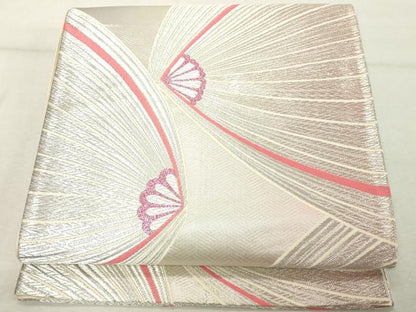 平和屋着物◎太鼓柄袋帯　舞花文　銀糸　正絹　逸品　DABE2888cd