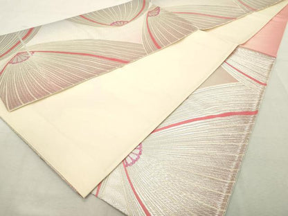 平和屋着物◎太鼓柄袋帯　舞花文　銀糸　正絹　逸品　DABE2888cd