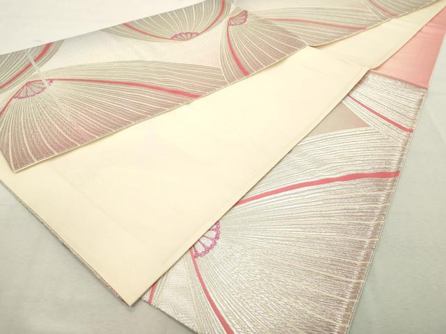 平和屋着物◎太鼓柄袋帯　舞花文　銀糸　正絹　逸品　DABE2888cd