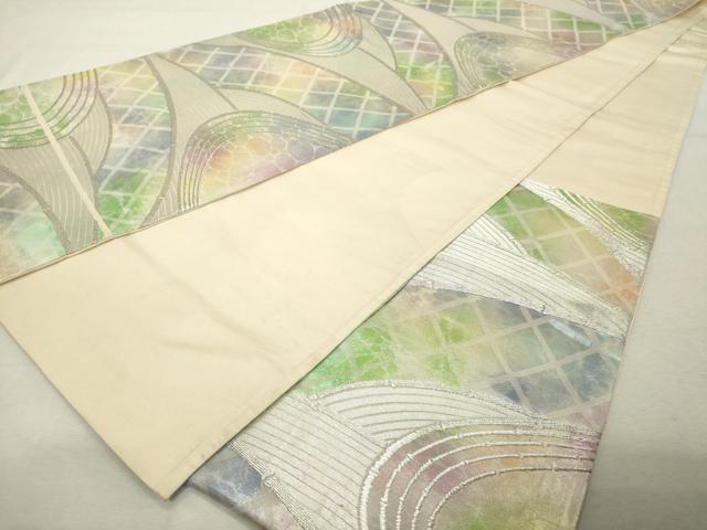 平和屋着物◎六通柄袋帯　流水吉祥文　銀糸　正絹　逸品　DABE2889cd