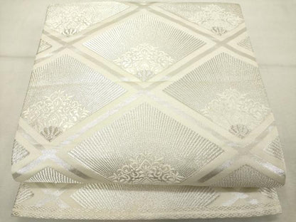 平和屋着物◎六通柄袋帯　花菱文　銀糸　正絹　逸品　DABE2891cd