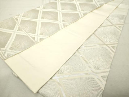 平和屋着物◎六通柄袋帯　花菱文　銀糸　正絹　逸品　DABE2891cd