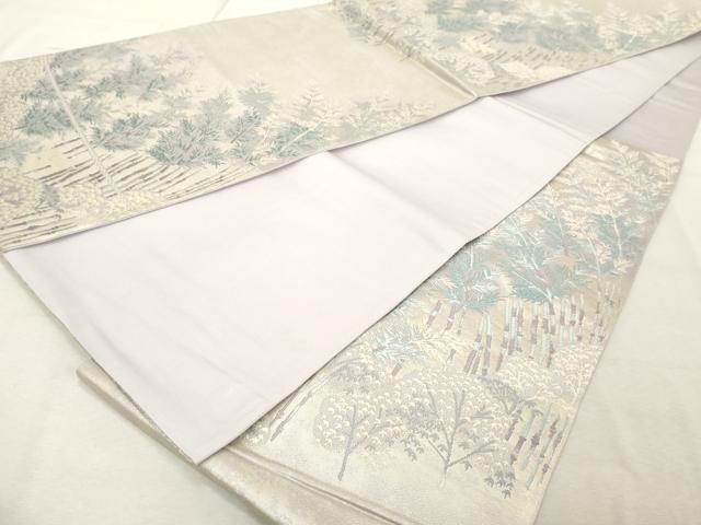 平和屋着物◎六通柄袋帯　唐織　嵯峨野　銀糸　正絹　逸品　DABE2893cd