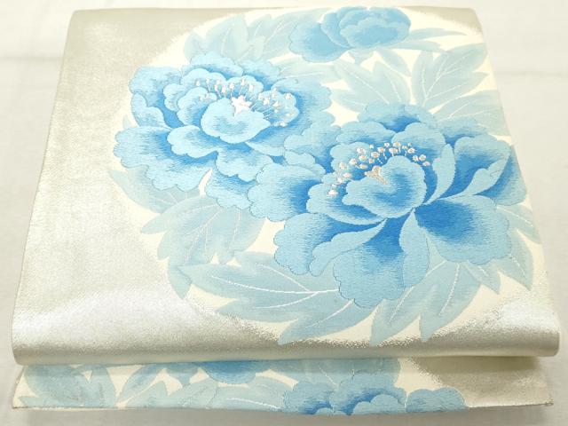 平和屋着物◎六通柄袋帯　唐織　花丸文　銀糸　正絹　逸品　DABE2894cd