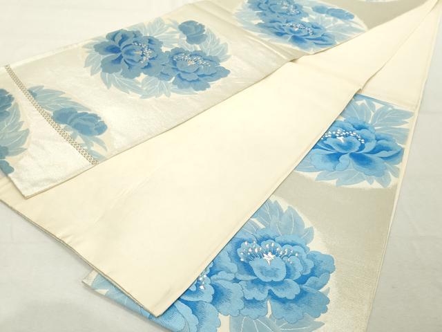 平和屋着物◎六通柄袋帯　唐織　花丸文　銀糸　正絹　逸品　DABE2894cd