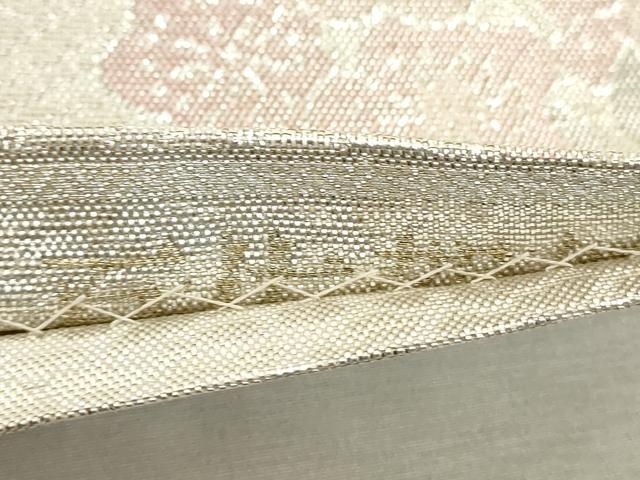 平和屋着物◎佐賀錦　六通柄袋帯　双鳥寿光文　九百錦　銀糸　正絹　逸品　DABE2900cd