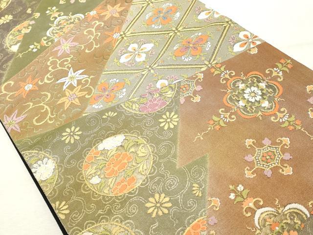 平和屋着物◎六通柄袋帯　唐織　舞花文　金糸　正絹　逸品　DABE2905cd