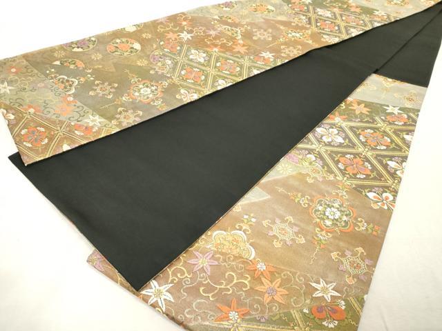 平和屋着物◎六通柄袋帯　唐織　舞花文　金糸　正絹　逸品　DABE2905cd