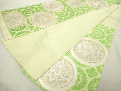 平和屋着物◎六通柄袋帯　唐織　花丸文　金銀糸　正絹　逸品　DABE2907cd