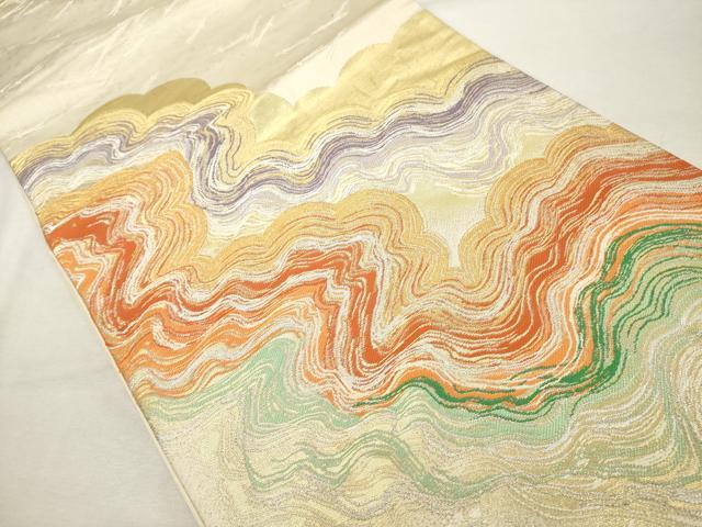 平和屋着物◎六通柄袋帯　流水文　金銀糸　正絹　逸品　DABE2913cd